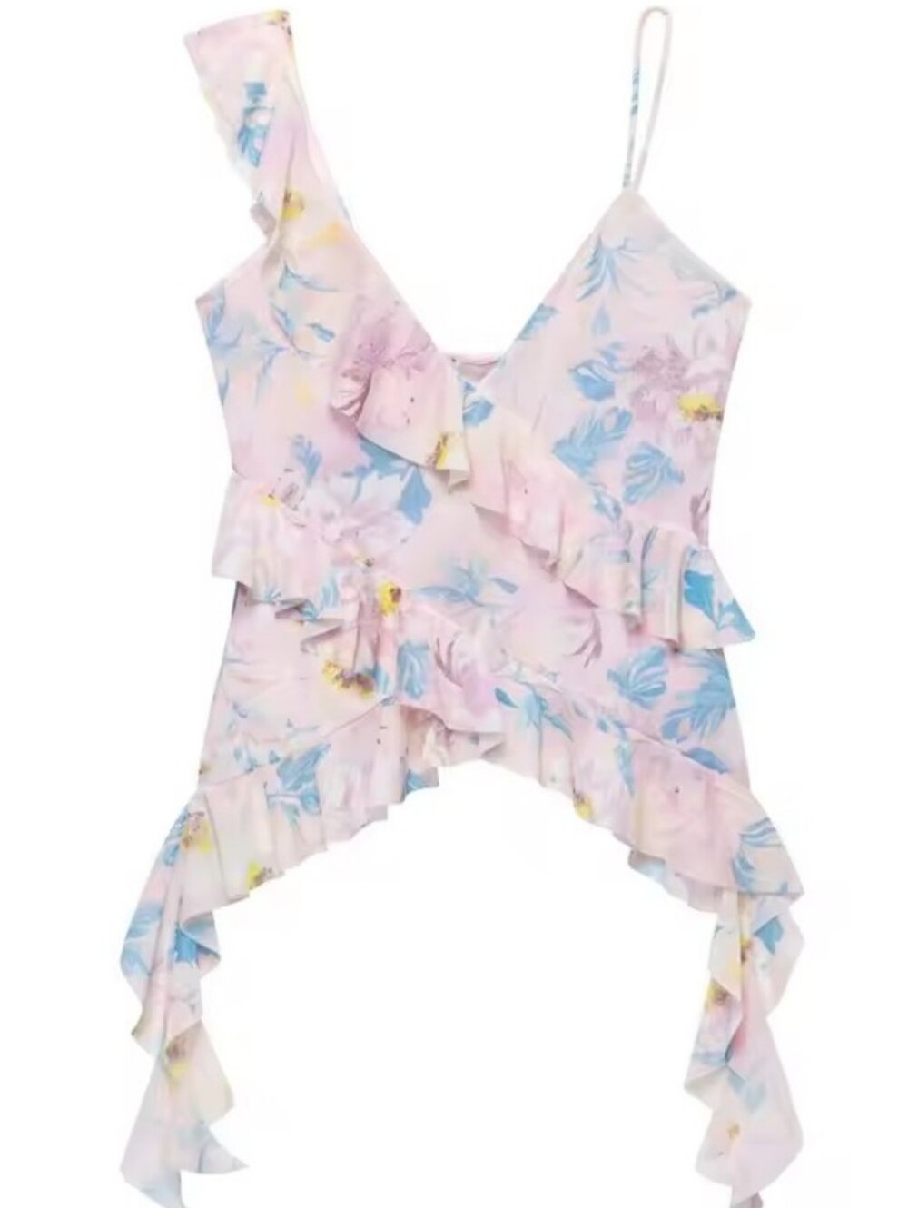 Pink Floral Ruffle Top - Picture 1 of 2